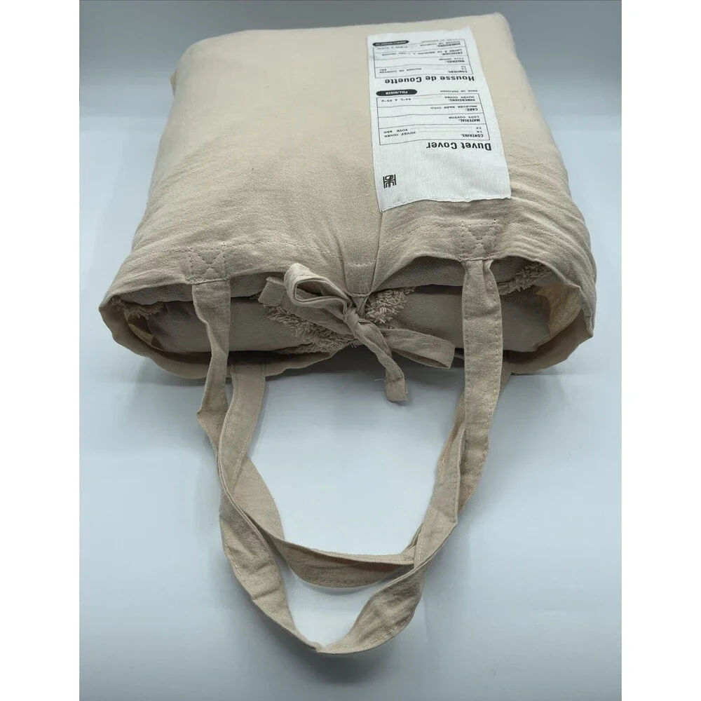 Urban Outfitters Crisscross Tufted Duvet Cover - LIGHT PEACH/NUDE - Full/Queen